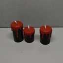 Eldnacele Black Flameless Pillar Candles Battery Operated with 6H Timer, Red Real Wax Dripping Effect 3D Wick Flickering LED Candle Lights Dinner Halloween Decoration(3 Pack, 3 x 4,5,6 Inches)