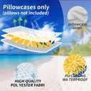 DFXSZ Yellow Blue Flower Pillow Covers 18x18 Inch Set of 2 White Gray Colored Throw Pillows Outdoor Waterproof Decor for Living Room Sofa Patio Funiture Garden Floral Polyester Pillow Covers 002J18