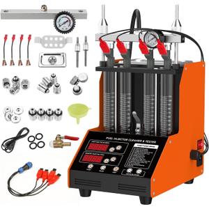 Fuel Injector Cleaner Machine, 4 Cylinder 9 Test Modes Auto Fuel Injector Tester and Cleaner Kit, Ultrasonic Cleaning Kit for 5V to 12V Motorcycle Car Injectors