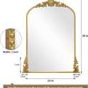 Growsun Vintage Gold Arched Mirror, 24x36 Antique Baroque Ornate Wall Mirror Decor with Full Metal Frame for Fireplace/Entryway/Living Room/Bathroom