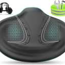 BLUEWIND New Noseless Oversized Bike Seat, Wide Bicycle Saddle Novel Backrest Design for Electric Bike, Universal Fit Exercise Bike or Road Stationary Bike Seat Cushion for Men & Women