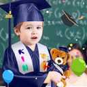 Sintuff 7 Pcs Kindergarten Graduation Gown Cap 2025 Preschool Graduation Accessories Stole Tassel Sash Charm Bear Gifts (Blue)