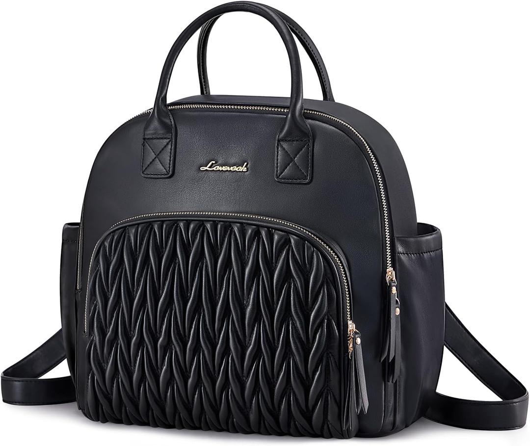 LOVEVOOK Backpack Purse for Women,Small PU Leather Fashion Backpack,Ladies Stylish Waterproof Daypack Shoulder Bags for Travel, Work & ShoppingBlack