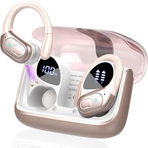 AI Translation Earbuds Real Time, 164 Language Translator Earbud 3-in-1 Bluetooth 5.4 Translator Earbuds with 6 Translation Modes, 75H Translators Headphones with APP for Travel Business, Pink