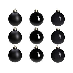 DN DECONATION Black Glass Christmas Ornaments, 3.15” Christmas Ball Hanging Christmas Baubles for Xmas Tree Decoration, Set of 4 Decor for Gothic DIY Gift