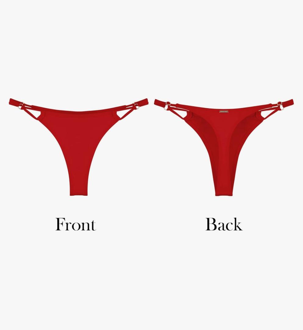 RELLECIGA Women’s Low Rise Sexy Thong Bikini Bottom Adjustable High Leg Swimsuit Bottoms, Small