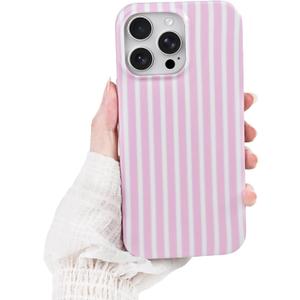 Compatible with iPhone 16 Pro Max Case,Cute Aesthetic Striped Pattern Cover for Women Girls,Soft TPU Shockproof Protective Stylish Kawaii Phone Case for iPhone 16 Pro Max 6.9",Pink