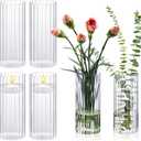 6 Pcs 8 Inch Tall Glass Ribbed Cylinder Vases Clear Floating Candle Flower Vase in Bulk, Hurricane Candle Holder for Wedding Housewarming Gift Table Centerpieces