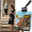 16 Pack Clear Stair Treads for Wooden Steps Indoor - 24"x4" Non Slip Stair Treads. Self Adhesive, Safe Anti Slip Tape for Kids, Seniors & Pets. Staircase Step Tread Includes Rubber Roller