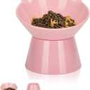 Detachable Elevated Cat Bowls, 15 Tilted Raised Cat Food Bowl Anti-Vomiting,Whisker Friendly, Adjustable Pet Dishes Extra Wide for Protecting Spine, Adult Kitten (Pink