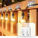 Hooks for Outdoor String Lights - 100 Pack with Adhesive Strips - No Damage, No Tools, No Holes, Waterproof and UV-Resistant, Perfect for Christmas and Patio Decor