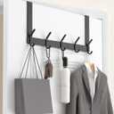 KitchLife Over The Door Hooks Hanger with 7 inches Extended Arms, Fit for 1 3/8" Doors, J18U, Bathroom Towel Rack Organization, Thickened 1 Pack Double Hook, Matte Black