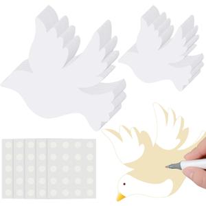 Harloon 100 Pcs Dove Pigeon Paper Cutouts 5.5'' 3.5'' Pentecost White Dove Bulletin Board Classroom Decorations Accents Cut Outs DIY Crafts with 100 Pcs Glue Point for School Party