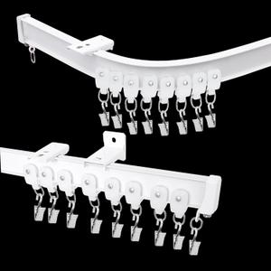 Flexible Bendable Ceiling Curtain Track, Room Divider Curtain Rod Tracks Ceiling or Wall Mount with Clips, Heavy-Duty Divider Curtains Rails for Living Room Shower Privacy RV, White 18 FT