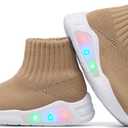 MORENDL Toddler Light Up Walking Shoes Baby Non-Slip Sock Shoes Toddler Slip On Sneakers Boys & Girls (9-12 Months Infant, Brown)