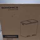 SONGMICS Trash Can, 2 x 8 Gallon (2 x 30 L) Garbage Can for Kitchen, with 15 Trash Bags, 2 Compartments, Plastic Inner Buckets and Hinged Lids, Airtight, Silver and Black ULTB60NL