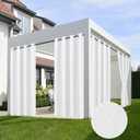 HolidayIdeas 4 Panels Linen Outdoor Curtains for Patio Waterproof White Curtains 84 Inch Length-Outside Curtains Weatherproof, Privacy for Pergola, Porch, Gazebo-54 Wide x 84" Long