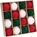 Sea Team 16-Pack Flocked Velvet Christmas Tree Ball Ornaments Set, Decorative Hanging Baubles, Shatterproof Plastic Decorations for Xmas Tree, Wreath, Garland, 80mm/ 3.15 Inches, Elf