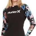 Hurley Rash Guard for Women, Womens Rash Guard Long Sleeve Shirts, Rashguard Swim Shirt Women UPF 50+ SPF & UV Protection L