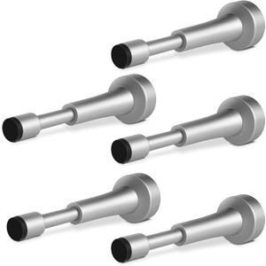 5PCS Spring Door Stoppers for Wall - 4.33 Inch Door Stop for Bottom of Door, Aluminum Doorstopper with Silicone Tip, Screw & Adhesive Installation, Silver
