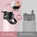 Fijinhom 24oz Insulated Stainless Steel Water Bottle, Wide Mouth Double Wall Vacuum, Silicone Straw, Sweat & Leak Proof, BPA Free Insulated Water Flask for Travel, Keep Cold 24h Hot 12h, Light Pink