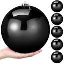 Zubebe 6 Pcs 8" Extra Large Outdoors Christmas Balls Ornaments Jumbo Oversized Christmas Tree Decorations Giant Hanging Xmas Plastic Balls Ornaments for Lawn Yard Decoration (Black)