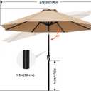 ABCCANOPY 9FT Outdoor Patio Umbrella, 8 Ribs Table Umbrella w/Crank for Easy Set Up, Suitable for Garden, Lawn, Deck & Backyard (Light Beige)