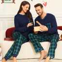 SWOMOG Couple Matching Pajamas Plaid Long Sleeve Christmas Pjs for Men and Women Soft Warm Loungewear with Pocket (XXL)