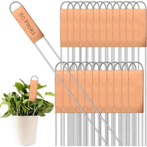 50 Pieces Metal Plant Labels 11.8 Inch Copper Metal Plant Tags Garden Label Markers Outdoor Planting Garden Markers for Plants Vegetables Herb Seedlings Flowers(Copper)