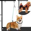 Foldable Dog Grooming Arm with Clamp - Adjustable Height 18"-35", Dog Grooming Table Arm with Hammock and No-Sit Holder, Grooming Restraint for Small Medium Dogs at Home or Salon