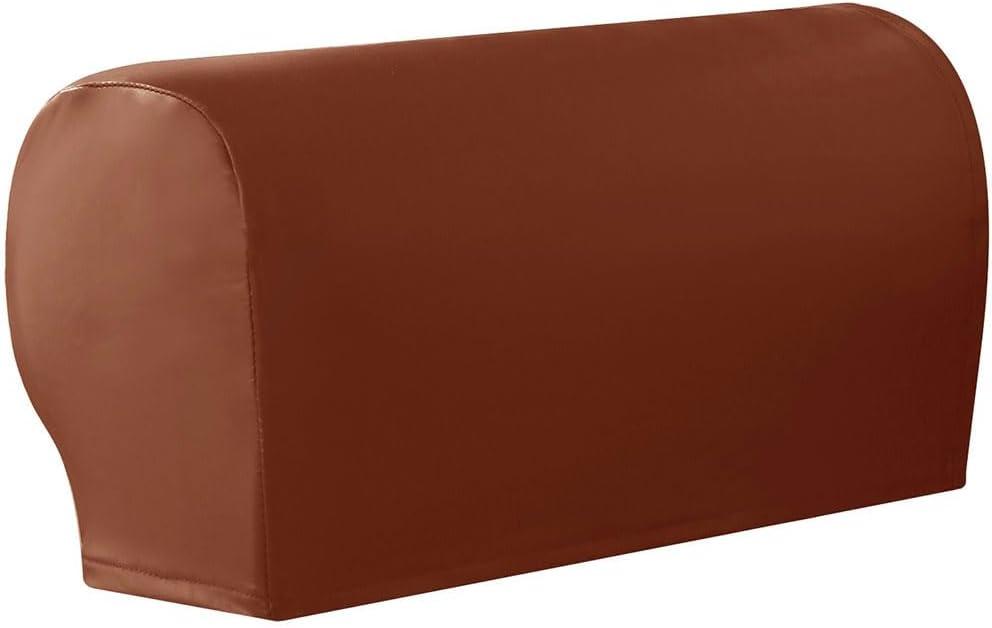 vctops Waterproof Faux Pu Leather Armrest Covers Vintage Stretch Arm Covers for Chairs Couch Sofa Armchair Slipcovers for Recliner Sofa 2pcs, Orange