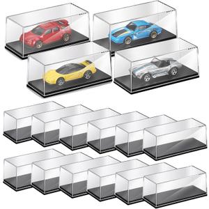 16 Pcs 1/64 Display Case Acrylic Model Cars Display Case 4.17 x 1.81 x 1.81 Inches Clear Plastic Vehicles Toy Cars Storage Collectors
