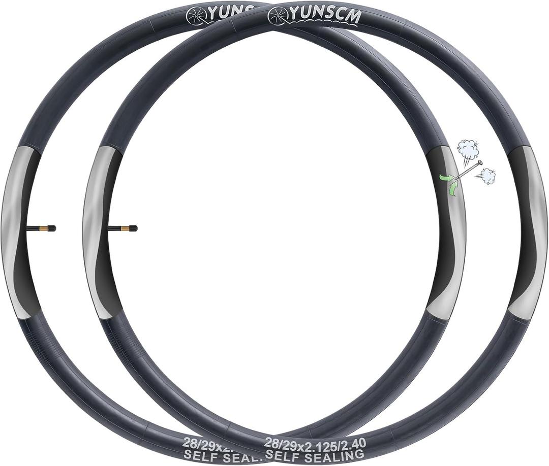 2-PCS 28"/29" Self-Sealing Bike Tubes 29x2.125/2.20/2.25/2.30/2.35/2.40 AV48mm Schrader Valve Bike Tubes Automatic Repair Puncture Resistant Compatible with 28/29x2.125-2.40 Bicycle Tire Tubes