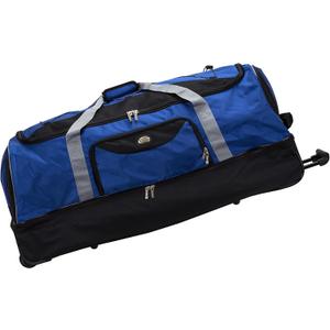 Rockland Drop Bottom Rolling Duffel Bag, Navy, 40-Inch