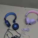 iClever [2 Pack] Kids Headphones with Microphone for Online Schooling - Safe Volume Limited 85dB/94dB, Adjustable Foldable Headphones for Girls/Boys/Airplane/Computer/Laptop (Purple&Blue)