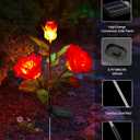 Brightown Outdoor Solar Garden Lights - 4 Pack LED Flower Lights with Realistic Rose, Bigger Solar Panel, Waterproof for Yard & Patio Decorations