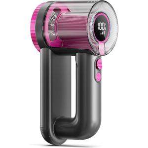 Rechargeable Fabric Shaver, 2-in-1 Lint Remover for Clothing, Furniture, Sweater with 6-Blade, 200ml Container, LED Display, 2000mAh USB-C, 3-Speed Lint Shaver Eliminates Fuzz & Pilling (Purple)