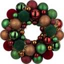 Christmas Ball Wreath 13" Xmas Wreaths Ornaments Glitter Thicken Shatterproof Garland Decoration for Door Wall Mantel Holiday Party Decor Burgundy and Green