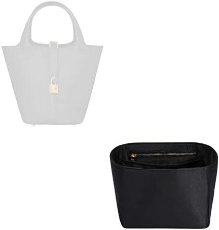 Hermes ZTUJO Picotin 18 Organizer Insert, Luxury Purse Organizer Insert, Silky Smooth, Fits Picotin 22 Bags (Black)