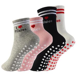 ZGLHUA Pilates Socks For Mother's Day,Heart Grip Pilates Socks Cuffs,Anti-Skid Cotton Grip for Ballet,Home,Studio 4Pair (US, Numeric, 00, 0, Regular, Regular, Crew Black1 White1 Short Gray1 Pink1)