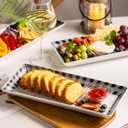 YHOSSEUN Halloween Serving Platters Set of 4, Black and White Serving Platters and Trays for Food, Rectangular Long Plates Serving Dishes for Entertaining, Checkered, 14 Inch