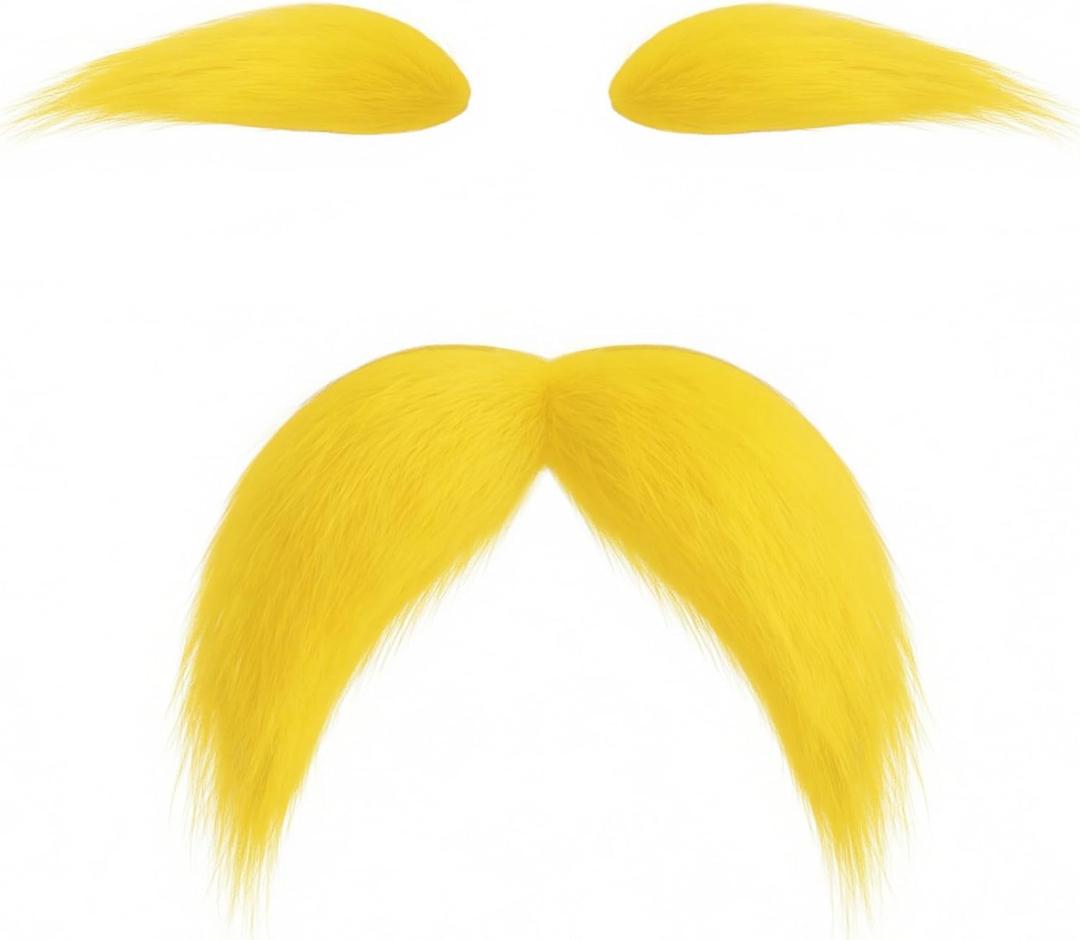 ZLIXING Yellow Fake Mustache and Eyebrows for Costume Accessories Kids Adult Men Women Party Favor