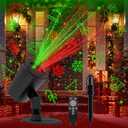Christmas Laser Light Projector, Outdoor Projector Lights, Rotating Red Green Patterns with Timer, Remote Control, Waterproof Christmas Projector for Holiday Decoration