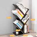 Small Bookshelf with Liting,5-Tier Wood Black Bookshelf,Desktop BookShelf, 23.6"tall | 5-Tier