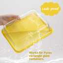 6 Cup Rectangle Silicone Storage Cover Lids Replacement for Pyrex 7211-PC Glass Bowls, (Container not Included) 2 Pack, Microwave, Dishwasher and Freezer Safe