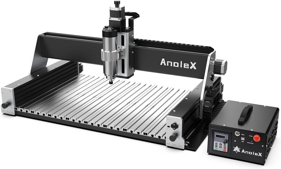 CNC Router Machine RX6040 with 1.5KW Air Cooled Spindle, All-Metal XYZ Axis Dual Steel Linear Guides & 1204 Ball Screws for Metal Aluminum Brass Wood Acrylic PCB