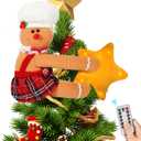 Gingerbread Christmas Tree Topper with Built-in LED Star Lights Xmas Decorations Funny Treetop Hugger Home Dcor
