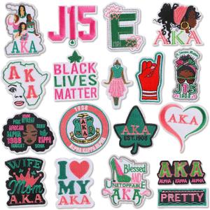18PCS Alpha Kappaa Alpha Sorority Iron on Patches, Sisterhood Sew on Embroidered Applique for Clothes, Jackets, Jeans, Backpacks (AKA)