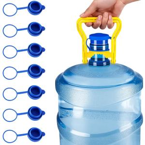 8 Pack 5 Gallon Water Jug Cap, Reusable Silicone Water Jug Caps with Handle for 55mm Openings, Leak-Proof Tapas para Garrafones de 5 Galones for Home/Office