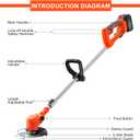 MAXMAN Weed Wacker, Weed Eater Battery Powered, Cordless Brush Cutter with 2Pcs 21V 4000mAh Batteries and 10Pcs Metal Blades, Lightweight Electric Grass Cutter Weed Trimmer for Yard Trimming & Edging